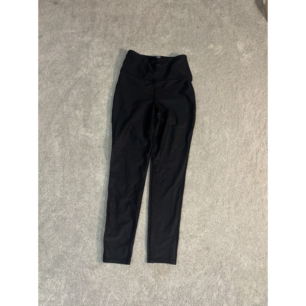 Good American Black Shiny Glitter Look Leggings Size 0
